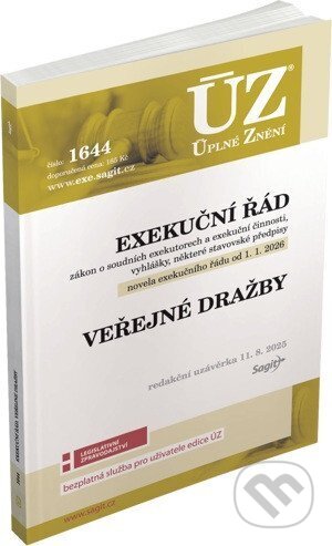 Kniha: ÚZ 1644 Exekuční řád, veřejné dražby (Sagit). Sagit, 2025 Kniha: ÚZ 1644 Exekuční řád, veřejné dražby (Sagit). Sagit, 2025