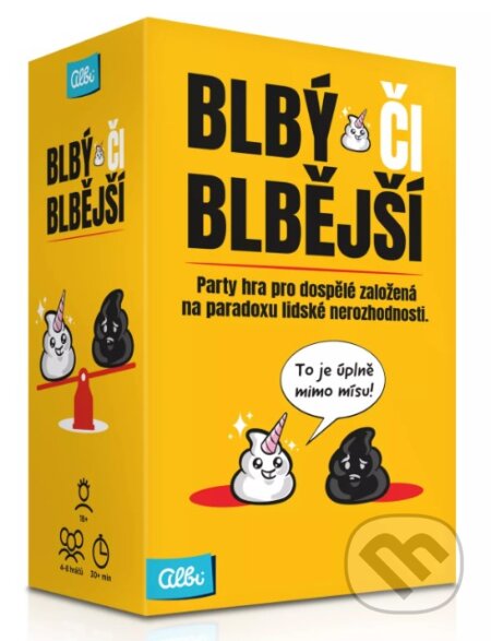 Společenská hra: Blbý či blbější (Albi). Albi, 2025 Společenská hra: Blbý či blbější (Albi). Albi, 2025