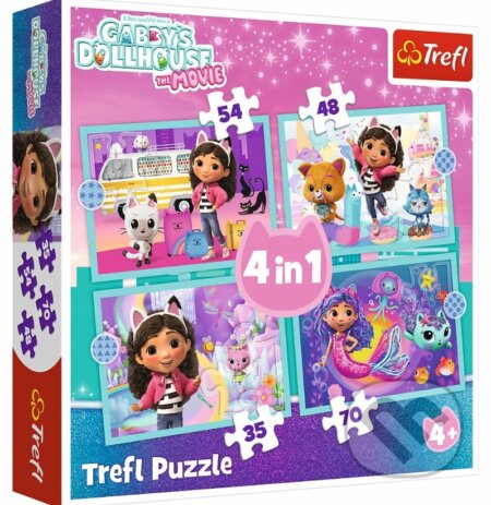 Puzzle: Trefl Puzzle 4v1 Gabby's Dollhouse - Gabbyino veľké dobrodružstvo (Trefl). Trefl, 2025 Puzzle: Trefl Puzzle 4v1 Gabby's Dollhouse - Gabbyino veľké dobrodružstvo (Trefl). Trefl, 2025