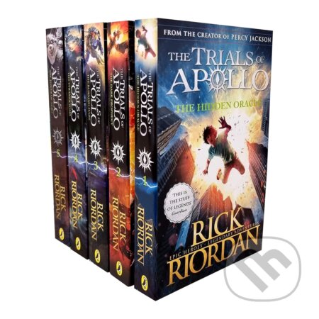 Kniha: Trials of Apollo 1-5 (Rick Riordan). Puffin Books, 2025 Kniha: Trials of Apollo 1-5 (Rick Riordan). Puffin Books, 2025