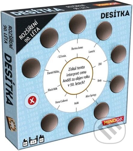 Společenská hra: Desítka: Rozšíření 90. léta (Mindok). Mindok, 2025 Společenská hra: Desítka: Rozšíření 90. léta (Mindok). Mindok, 2025
