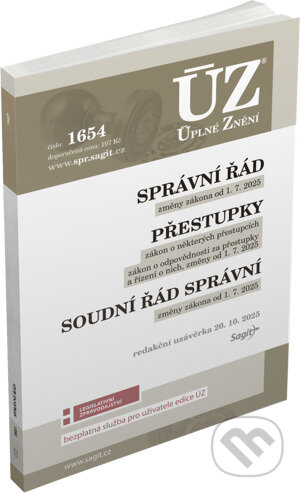 Kniha: ÚZ 1654 Správní řád, Přestupky (Sagit). Sagit, 2025 Kniha: ÚZ 1654 Správní řád, Přestupky (Sagit). Sagit, 2025