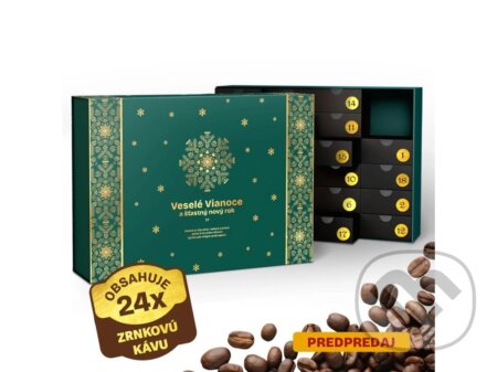 Kávy a čaje: Kávový adventný kalendár ELEGANT 24x40g (Cafepoint). Cafepoint, 2025 Kávy a čaje: Kávový adventný kalendár ELEGANT 24x40g (Cafepoint). Cafepoint, 2025