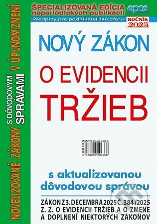 Kniha: Nový zákon o evidencii tržieb (Epos). Epos, 2025 Kniha: Nový zákon o evidencii tržieb (Epos). Epos, 2025