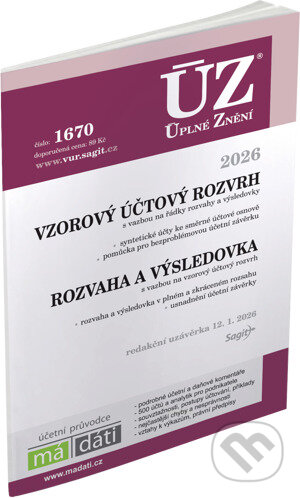 Kniha: ÚZ 1670 Vzorový účtový rozvrh pro podnikatele, rozvaha a výsledovka, 2026 (Sagit). Sagit, 2026 Kniha: ÚZ 1670 Vzorový účtový rozvrh pro podnikatele, rozvaha a výsledovka, 2026 (Sagit). Sagit, 2026