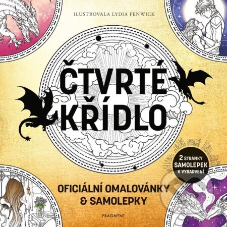 Kniha: Čtvrté křídlo - oficiální omalovánky a samolepky (Rebecca Yarros). Nakladatelství Fragment, 2026 Kniha: Čtvrté křídlo - oficiální omalovánky a samolepky (Rebecca Yarros). Nakladatelství Fragment, 2026