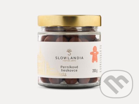 Kávy a čaje: Perníkové lieskovce - lieskovce v mliečnej čokoláde s perníkovým korením sklo 200g (Slowlandia). Slowlandia, 2026 Kávy a čaje: Perníkové lieskovce - lieskovce v mliečnej čokoláde s perníkovým korením sklo 200g (Slowlandia). Slowlandia, 2026