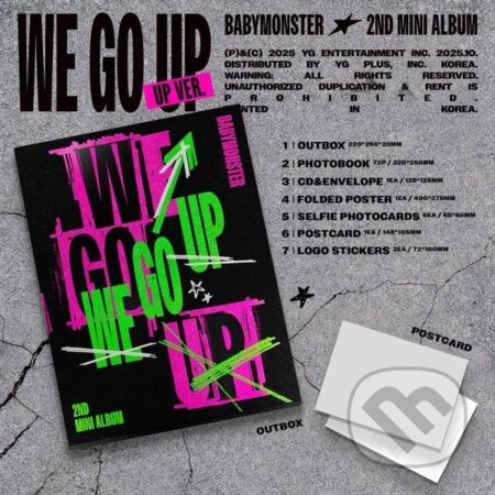 Hudobné CD: Babymonster: We Go Up / Up Version (YG Entertainment). YG Entertainment, 2025 Hudobné CD: Babymonster: We Go Up / Up Version (YG Entertainment). YG Entertainment, 2025