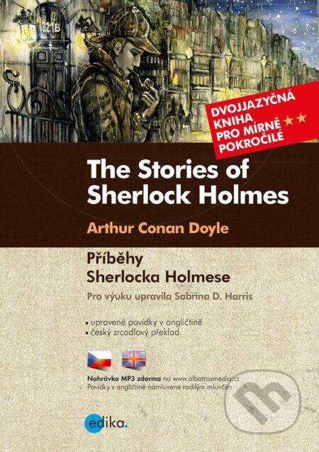 Kniha: Příběhy Sherlocka Holmese B1/B2 (Arthur Conan Doyle a Sabrina D. Harris). Edika, 2026 Kniha: Příběhy Sherlocka Holmese B1/B2 (Arthur Conan Doyle a Sabrina D. Harris). Edika, 2026