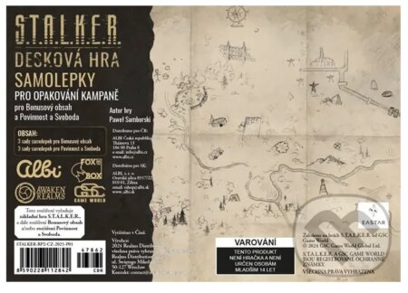 Spoločenská hra: Stalker: Sada náhradných samolepiek (Srdce Zóny, Povinnost a Svoboda) (Albi). Albi, 2026 Spoločenská hra: Stalker: Sada náhradných samolepiek (Srdce Zóny, Povinnost a Svoboda) (Albi). Albi, 2026
