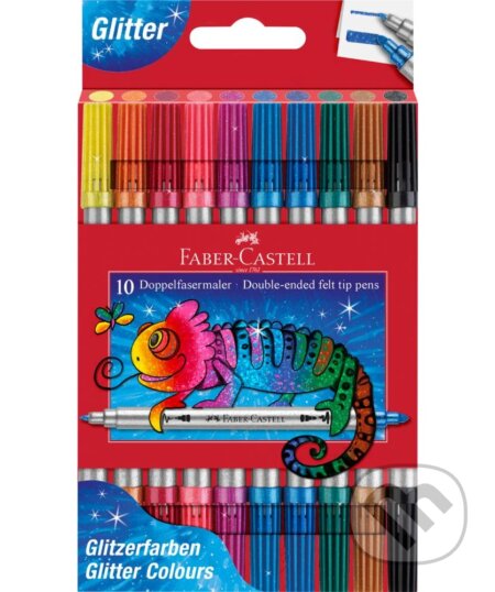 Popisovače Fibre-Tip obojstranné 10 farebné glitter (Faber-Castell). Faber-Castell, 2026 Popisovače Fibre-Tip obojstranné 10 farebné glitter (Faber-Castell). Faber-Castell, 2026