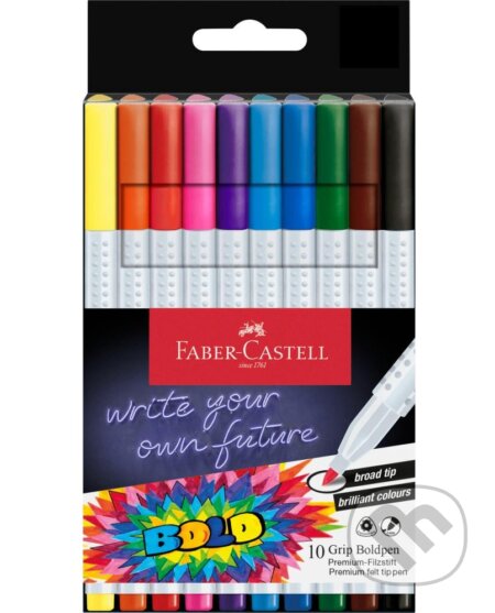Popisovače Grip Bold 10 farebné,1 mm (Faber-Castell). Faber-Castell Popisovače Grip Bold 10 farebné,1 mm (Faber-Castell). Faber-Castell
