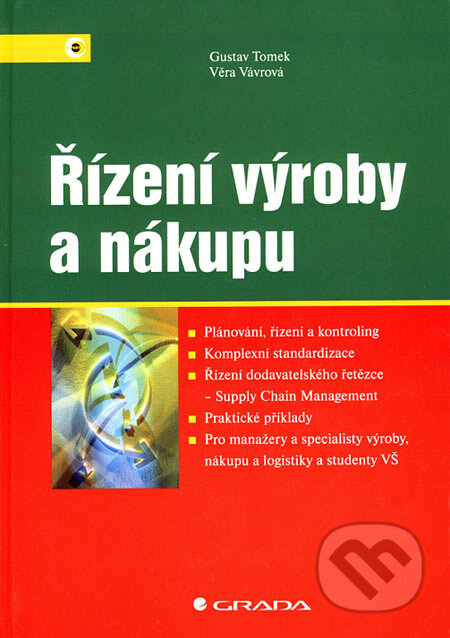 Kniha: Řízení výroby a nákupu (Gustav Tomek a Věra Vávrová). Grada, 2007 Kniha: Řízení výroby a nákupu (Gustav Tomek a Věra Vávrová). Grada, 2007