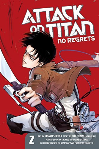 Kniha: Attack on Titan: No Regrets 2 (Gan Sunaaku a Hajime Isayama). Kodansha Comics, 2014 Kniha: Attack on Titan: No Regrets 2 (Gan Sunaaku a Hajime Isayama). Kodansha Comics, 2014