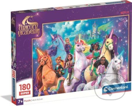 Puzzle: Puzzle Akademie jednorožců SUPER 180 dílků (Clementoni). Clementoni, 2026 Puzzle: Puzzle Akademie jednorožců SUPER 180 dílků (Clementoni). Clementoni, 2026
