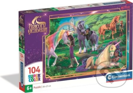 Puzzle: Puzzle Akademie jednorožců: Objetí 104 dílků (Clementoni). Clementoni, 2026 Puzzle: Puzzle Akademie jednorožců: Objetí 104 dílků (Clementoni). Clementoni, 2026