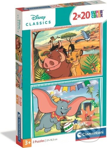 Puzzle: Puzzle Pohádky Lví král a Dumbo 2x20 dílků (Clementoni). Clementoni, 2026 Puzzle: Puzzle Pohádky Lví král a Dumbo 2x20 dílků (Clementoni). Clementoni, 2026