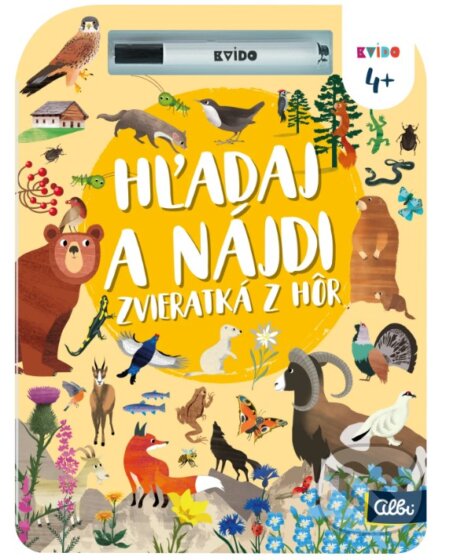 Kniha: Kvído Hľadaj a nájdi - Zvieratká z hôr (Albi). Albi, 2026 Kniha: Kvído Hľadaj a nájdi - Zvieratká z hôr (Albi). Albi, 2026