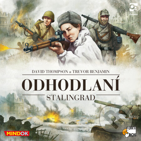 Společenská hra: Odhodlaní: Stalingrad (Trevor Benjamin a David Thompson). Mindok, 2026 Společenská hra: Odhodlaní: Stalingrad (Trevor Benjamin a David Thompson). Mindok, 2026
