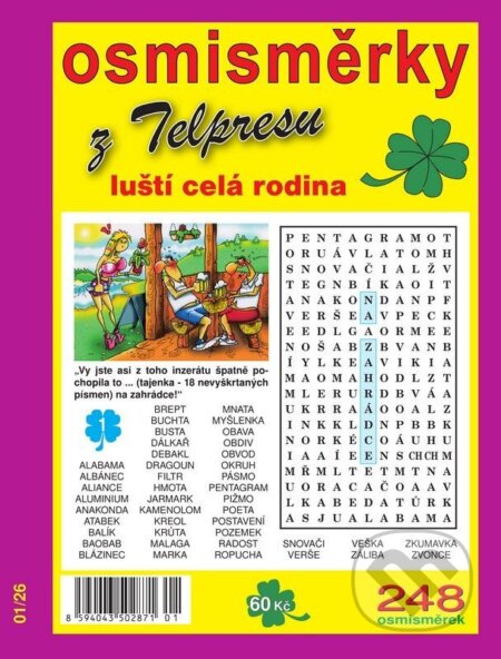 Osmisměrky z Telpresu luští celá rodina 1/2026 - 248 osmisměrek (Telpres). Telpres, 2026 Osmisměrky z Telpresu luští celá rodina 1/2026 - 248 osmisměrek (Telpres). Telpres, 2026