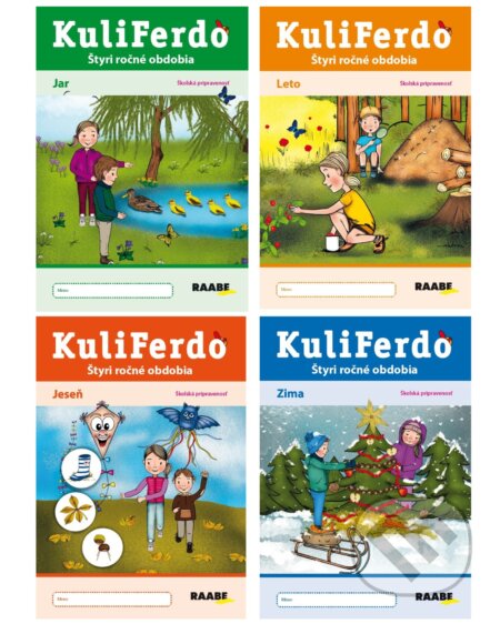 Kniha: Kuliferdo štyri ročné obdobia - školská pripravenosť (4 ks) (Jana Pechancová, Noemi Keřkovská a Hana Nádvorníková). Raabe, 2026 Kniha: Kuliferdo štyri ročné obdobia - školská pripravenosť (4 ks) (Jana Pechancová, Noemi Keřkovská a Hana Nádvorníková). Raabe, 2026