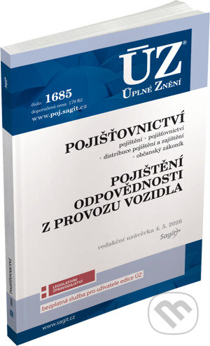 Kniha: ÚZ 1685 Pojišťovnictví, pojištění odpovědnosti z provozu vozidla (Sagit). Sagit, 2026 Kniha: ÚZ 1685 Pojišťovnictví, pojištění odpovědnosti z provozu vozidla (Sagit). Sagit, 2026