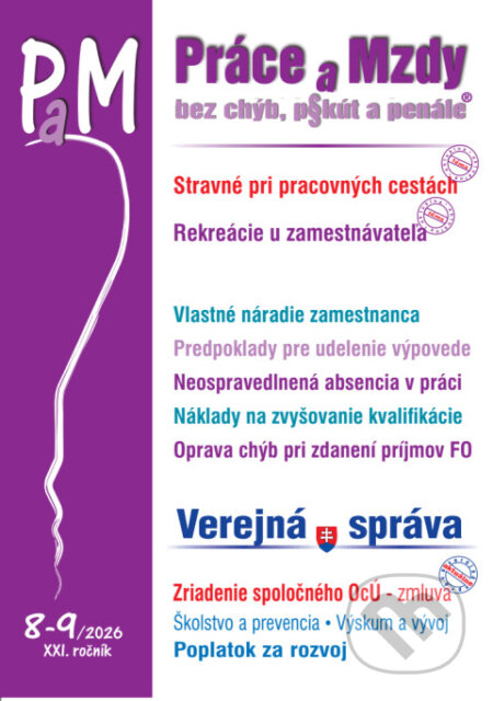 Kniha: PaM č. 8-9 / 2026 - Stravné, Rekreácie (Autorský kolektív). Poradca s.r.o., 2026 Kniha: PaM č. 8-9 / 2026 - Stravné, Rekreácie (Autorský kolektív). Poradca s.r.o., 2026