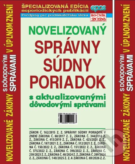 Kniha: Novelizovaný Správny súdny poriadok (Epos). Epos, 2026 Kniha: Novelizovaný Správny súdny poriadok (Epos). Epos, 2026