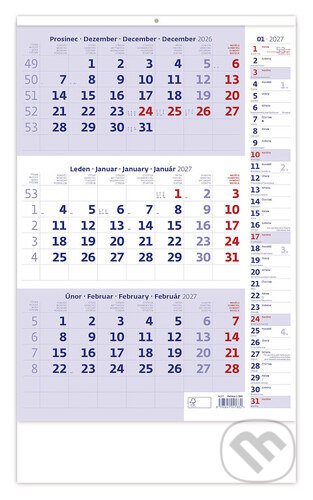 Tříměsíční nástěnný kalendář s poznámkami 2027 (modrý) (Helma). Helma, 2026 Tříměsíční nástěnný kalendář s poznámkami 2027 (modrý) (Helma). Helma, 2026
