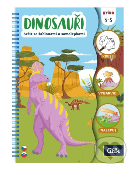 Kniha: Kvído: Zošit so šablónami - Dinosaury (Albi). Albi, 2026 Kniha: Kvído: Zošit so šablónami - Dinosaury (Albi). Albi, 2026