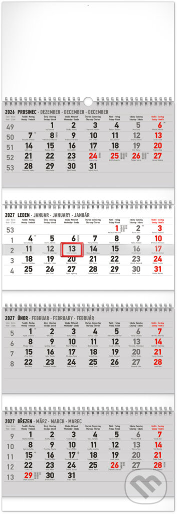 NOTIQUE Nástěnný 4měsíční kalendář standard skládací 2027 (Notique). Notique, 2026 NOTIQUE Nástěnný 4měsíční kalendář standard skládací 2027 (Notique). Notique, 2026