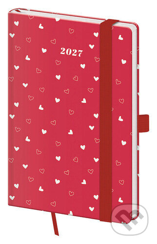 Kapesní diář 2027 A6 Vario Hearts s gumičkou (Helma). Helma, 2026 Kapesní diář 2027 A6 Vario Hearts s gumičkou (Helma). Helma, 2026