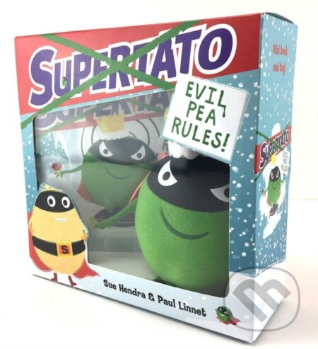 Kniha: Supertato: Evil Pea Rules Book and Soft Toy (Paul Linnet a Sue Hendra). Simon & Schuster, 2018 Kniha: Supertato: Evil Pea Rules Book and Soft Toy (Paul Linnet a Sue Hendra). Simon & Schuster, 2018
