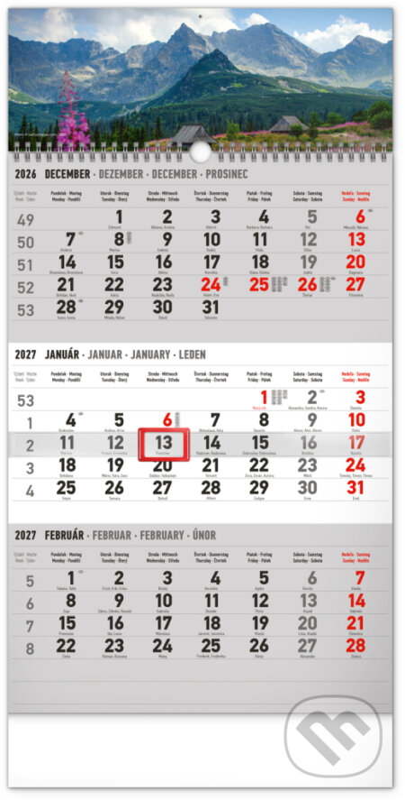 NOTIQUE Nástenný kalendár 3-mesačný Krajina sivý 2027 (Notique). Notique, 2026 NOTIQUE Nástenný kalendár 3-mesačný Krajina sivý 2027 (Notique). Notique, 2026