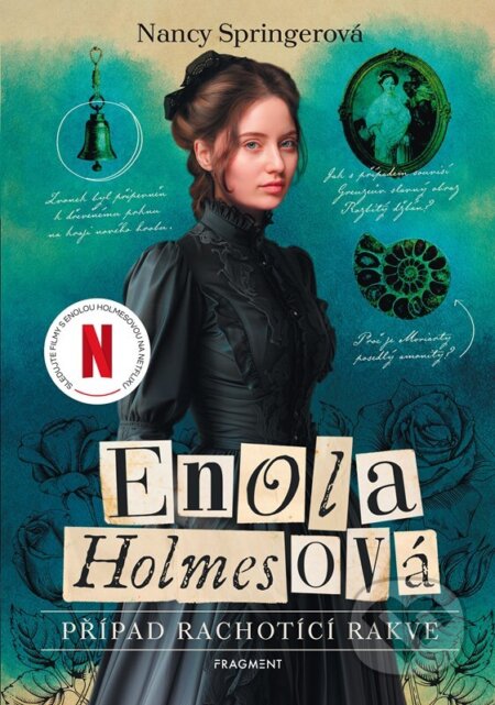 Kniha: Enola Holmesová: Případ rachotící rakve (Nancy Springer). Nakladatelství Fragment, 2026 Kniha: Enola Holmesová: Případ rachotící rakve (Nancy Springer). Nakladatelství Fragment, 2026