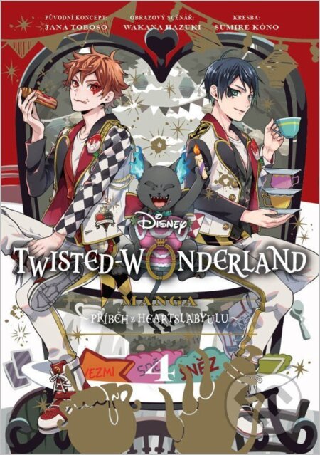 Kniha: Twisted Wonderland 4 - Příběh z Heartslabyulu (Wakana Hazuki a Jana Toboso). Crew, 2026 Kniha: Twisted Wonderland 4 - Příběh z Heartslabyulu (Wakana Hazuki a Jana Toboso). Crew, 2026