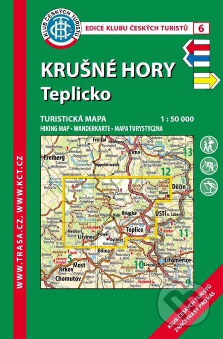 Kniha: KČT 6 Krušné hory-Teplicko 1:50 000 / turistická mapa (Klub českých turistů). Klub českých turistů, 2026 Kniha: KČT 6 Krušné hory-Teplicko 1:50 000 / turistická mapa (Klub českých turistů). Klub českých turistů, 2026
