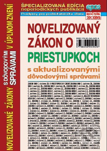 Kniha: Novelizovaný zákon o priestupkoch (Epos). Epos, 2026 Kniha: Novelizovaný zákon o priestupkoch (Epos). Epos, 2026