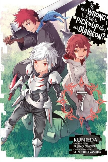 Kniha: Is It Wrong to Try to Pick Up Girls in a Dungeon?, Vol. 7 (manga) (Andrew Gaippe, Suzuhito Yasuda, Kunieda Kunieda a Fujino Omori). Yen Press, 2017 Kniha: Is It Wrong to Try to Pick Up Girls in a Dungeon?, Vol. 7 (manga) (Andrew Gaippe, Suzuhito Yasuda, Kunieda Kunieda a Fujino Omori). Yen Press, 2017
