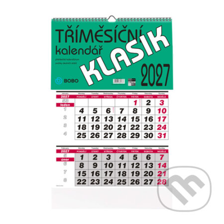 Klasik 2027 - nástěnný kalendář (BOBO BLOK). BOBO BLOK, 2026 Klasik 2027 - nástěnný kalendář (BOBO BLOK). BOBO BLOK, 2026