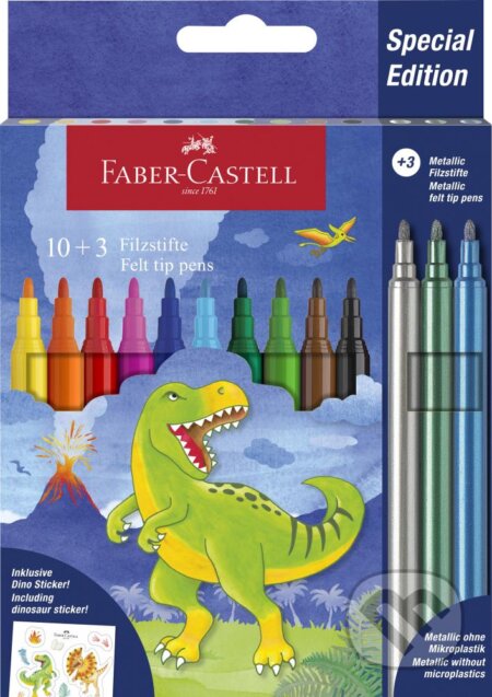 Dino Popisovače klasik 10+3 Metallic (Faber-Castell). Faber-Castell Dino Popisovače klasik 10+3 Metallic (Faber-Castell). Faber-Castell