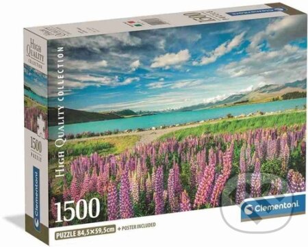 Puzzle: Puzzle Lupiny u jezera Tekapo 1500 dílků (Clementoni). Clementoni, 2026 Puzzle: Puzzle Lupiny u jezera Tekapo 1500 dílků (Clementoni). Clementoni, 2026