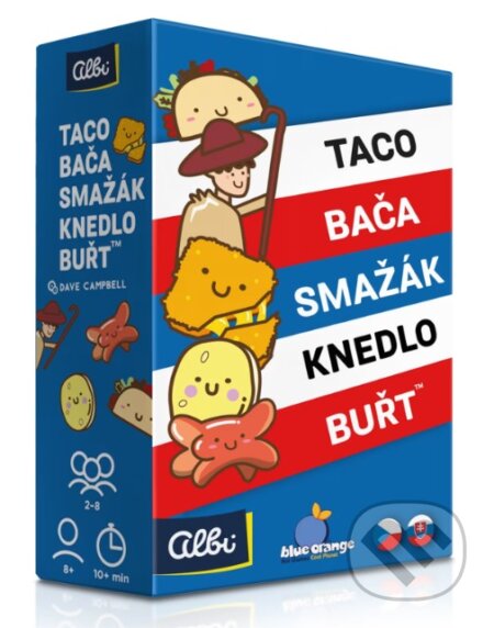 Společenská hra: Taco, bača, smažák, knedlo, buřt (Albi). Albi, 2026 Společenská hra: Taco, bača, smažák, knedlo, buřt (Albi). Albi, 2026