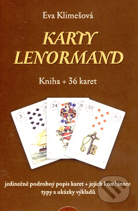 Kniha: Karty Lenormand (kniha + 36 karet) (Eva Klimešová). Eugenika, 2007 Kniha: Karty Lenormand (kniha + 36 karet) (Eva Klimešová). Eugenika, 2007