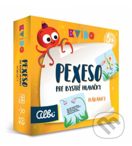 Spoločenská hra: Kvído Pexeso pre bystré hlavičky Hádanky (Albi). Albi, 2018 Spoločenská hra: Kvído Pexeso pre bystré hlavičky Hádanky (Albi). Albi, 2018