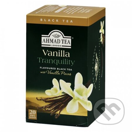 Kávy a čaje: Čierny čaj Vanilla Tranquility | (AHMAD TEA). AHMAD TEA, 2018 Kávy a čaje: Čierny čaj Vanilla Tranquility | (AHMAD TEA). AHMAD TEA, 2018