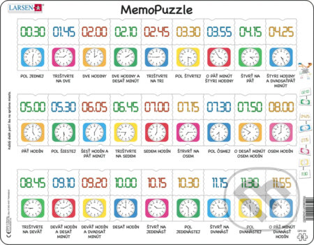 Puzzle: MemoPuzzle: Spoznávanie hodín Pexeso puzzle GP5 (Larsen). Larsen, 2020 Puzzle: MemoPuzzle: Spoznávanie hodín Pexeso puzzle GP5 (Larsen). Larsen, 2020