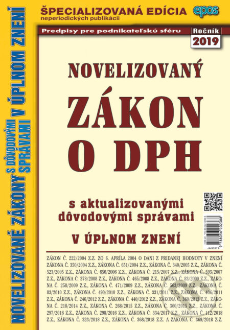 Kniha: Novelizovaný Zákon o DPH (Epos). Epos, 2019 Kniha: Novelizovaný Zákon o DPH (Epos). Epos, 2019