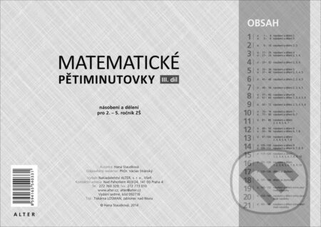 Kniha: Matematické pětiminutovky 3. díl (Hana Staudková). Alter Kniha: Matematické pětiminutovky 3. díl (Hana Staudková). Alter