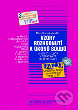 Kniha: Vzory rozhodnutí a úkonů soudů všech tří stupňů v občanském soudním řízení (Marta Škárová a kolektiv). Linde, 2008 Kniha: Vzory rozhodnutí a úkonů soudů všech tří stupňů v občanském soudním řízení (Marta Škárová a kolektiv). Linde, 2008